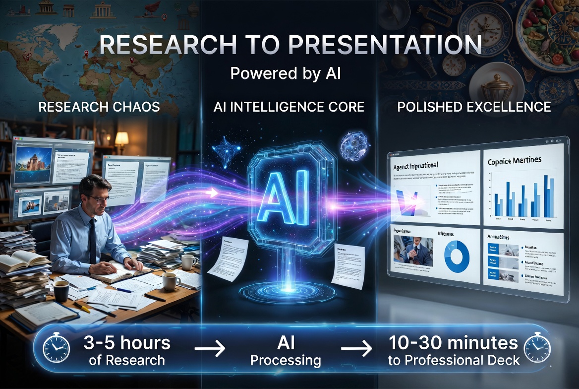 Research to polished presentation in minutes